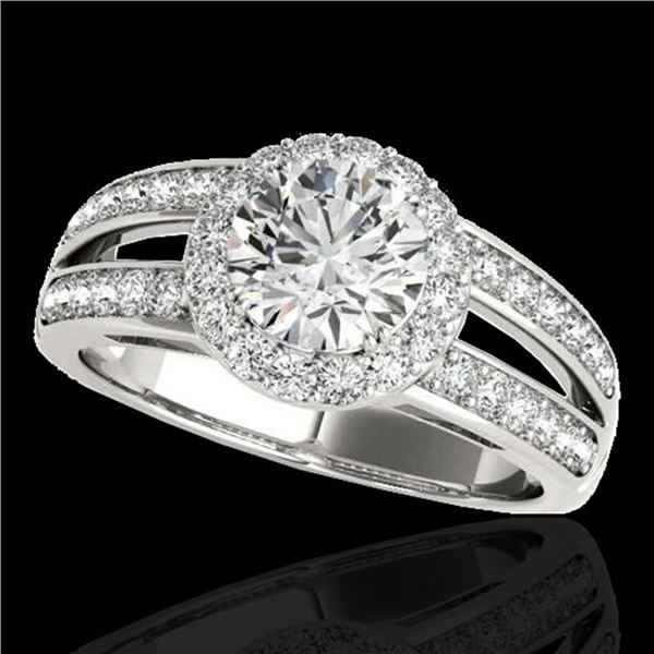 1.6 ctw Certified Diamond Solitaire Halo Ring 10k White Gold - REF-214G3W