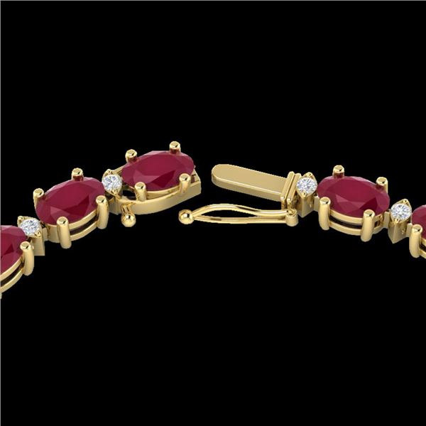 35 ctw Ruby & VS/SI Diamond Certified Eternity Necklace 10k Yellow Gold - REF-229R3K
