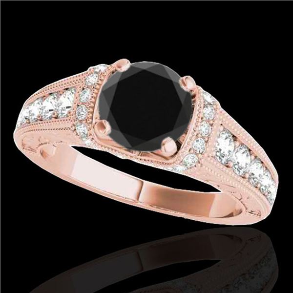 1.5 ctw Certified VS Black Diamond Solitaire Antique Ring 10k Rose Gold - REF-58F2M