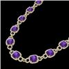 Image 1 : 66 ctw Amethyst & Micro VS/SI Diamond Eternity Necklace 14k Yellow Gold - REF-881H8R