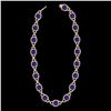 Image 2 : 66 ctw Amethyst & Micro VS/SI Diamond Eternity Necklace 14k Yellow Gold - REF-881H8R