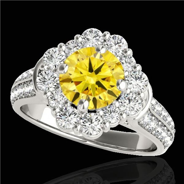 2.81 ctw Certified SI/I Fancy Intense Yellow Diamond Ring 10k White Gold - REF-271Y4X