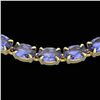 40 ctw Tanzanite Eternity Tennis Necklace 14k Yellow Gold - REF-330G5W
