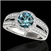 1.6 ctw SI Certified Fancy Blue Diamond Solitaire Halo Ring 10k White Gold - REF-135R2K