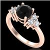 Image 1 : 1.25 ctw Fancy Black Diamond Engagment Art Deco Ring 18k Rose Gold - REF-109A3N