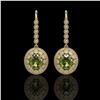 8.45 ctw Tourmaline & Diamond Victorian Earrings 14K Yellow Gold - REF-250K8Y