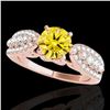 2 ctw Certified SI/I Fancy Intense Yellow Diamond Ring 10k Rose Gold - REF-259H3R