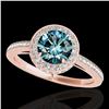 1.55 ctw SI Certified Fancy Blue Diamond Halo Ring 10k Rose Gold - REF-135H2R
