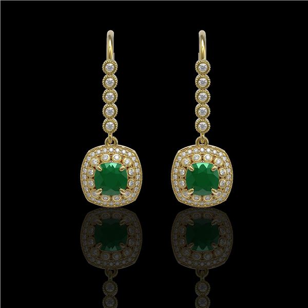 5.1 ctw Certified Emerald & Diamond Victorian Earrings 14K Yellow Gold - REF-172G8W