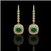 5.1 ctw Certified Emerald & Diamond Victorian Earrings 14K Yellow Gold - REF-172G8W