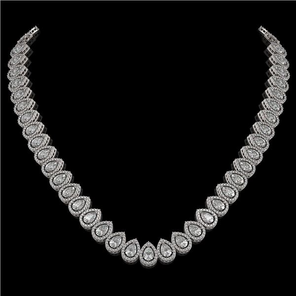 34.83 ctw Pear Cut Diamond Micro Pave Necklace 18K White Gold - REF-4761F8M