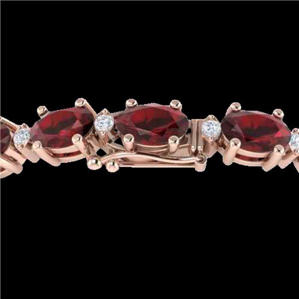 19.7 ctw Garnet & VS/SI Certified Diamond Eternity Bracelet 10k Rose Gold - REF-98K2Y