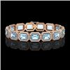 35.61 ctw Sky Topaz & Diamond Micro Pave Halo Bracelet 10k Rose Gold - REF-323K6Y