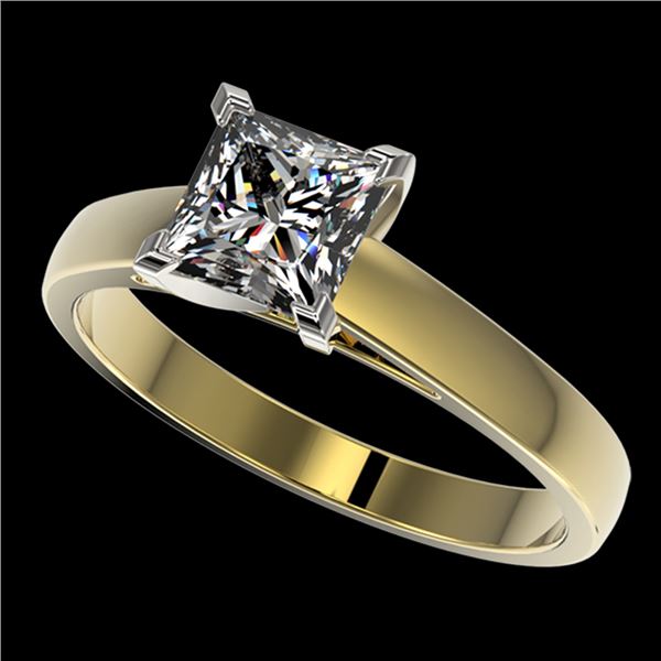 1.25 ctw Certified VS/SI Quality Princess Diamond Ring 10k Yellow Gold - REF-304X6A