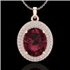 4.50 ctw Garnet & Micro Pave VS/SI Diamond Necklace 14k Rose Gold - REF-84G5W