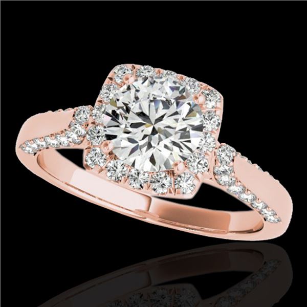 1.5 ctw Certified Diamond Solitaire Halo Ring 10k Rose Gold - REF-204N5F