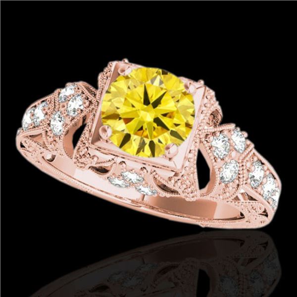 1.25 ctw Certified SI Intense Yellow Diamond Antique Ring 10k Rose Gold - REF-184A3N