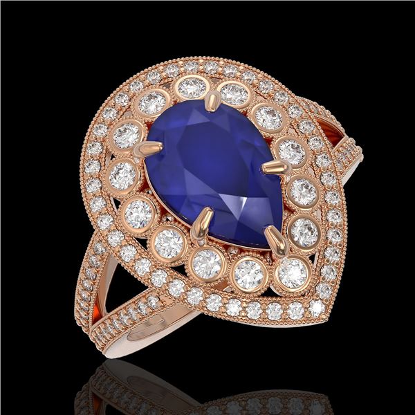 5.12 ctw Certified Sapphire & Diamond Victorian Ring 14K Rose Gold - REF-161K8Y