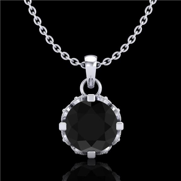 0.85 ctw Fancy Black Diamond Art Deco Stud Necklace 18k White Gold - REF-81F8M