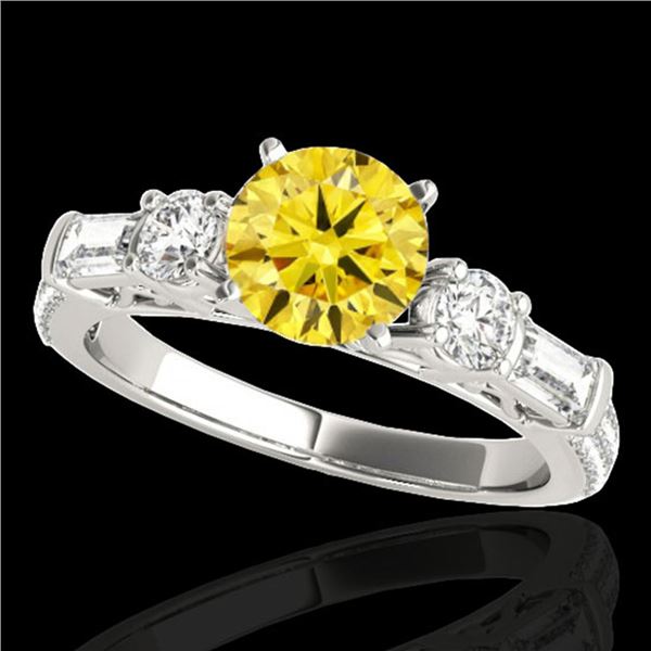 2 ctw Certified SI/I Fancy Intense Yellow Diamond Pave Ring 10k White Gold - REF-231K8Y