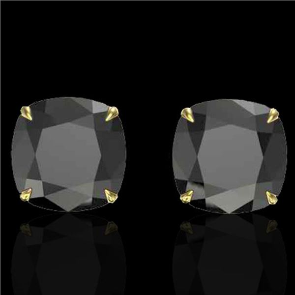 12 ctw Cushion Black Diamond Designer Earrings 18k Yellow Gold - REF-290A9N