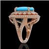 Image 3 : 9.07 ctw Turquoise & Diamond Victorian Ring 14K Rose Gold - REF-245K5Y