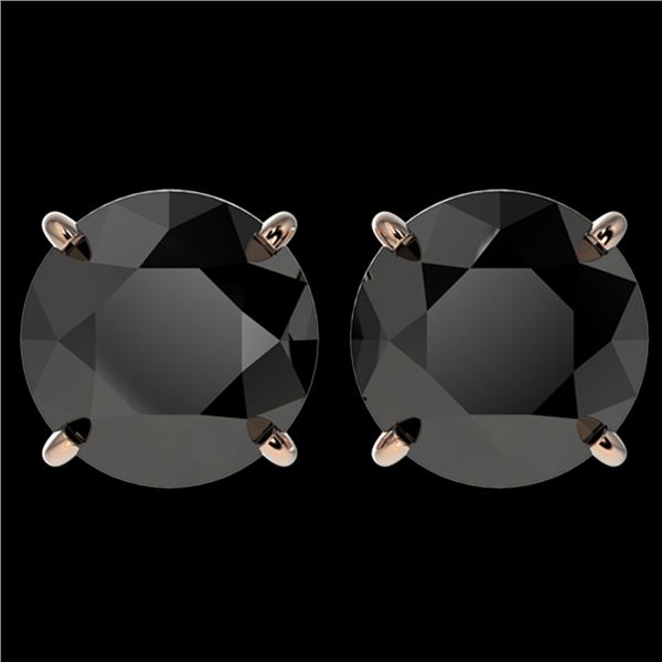 4.19 ctw Fancy Black Diamond Solitaire Stud Earrings 10k Rose Gold - REF-68K8Y