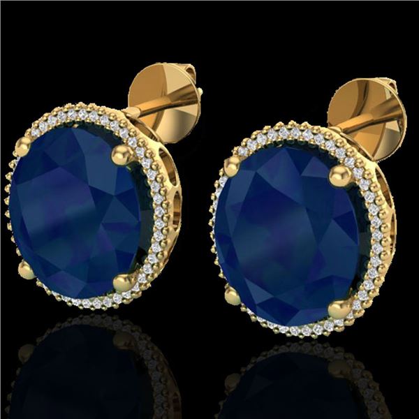 25 ctw Sapphire & Micro Pave VS/SI Diamond Earrings 18k Yellow Gold - REF-200M2G