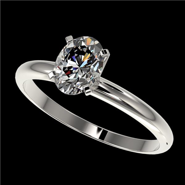 1 ctw Certified VS/SI Quality Oval Diamond Solitaire Ring 10k White Gold - REF-243W2H