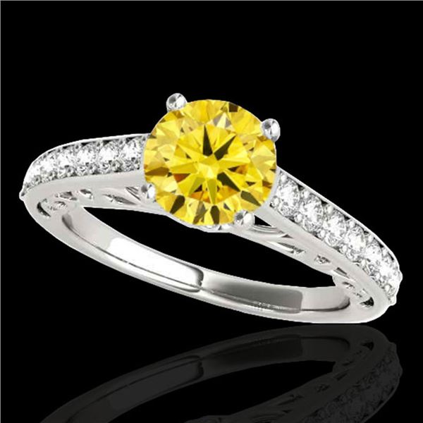 1.4 ctw Certified SI/I Fancy Intense Yellow Diamond Ring 10k White Gold - REF-190K9Y