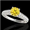 Image 1 : 1.4 ctw Certified SI/I Fancy Intense Yellow Diamond Ring 10k White Gold - REF-190K9Y