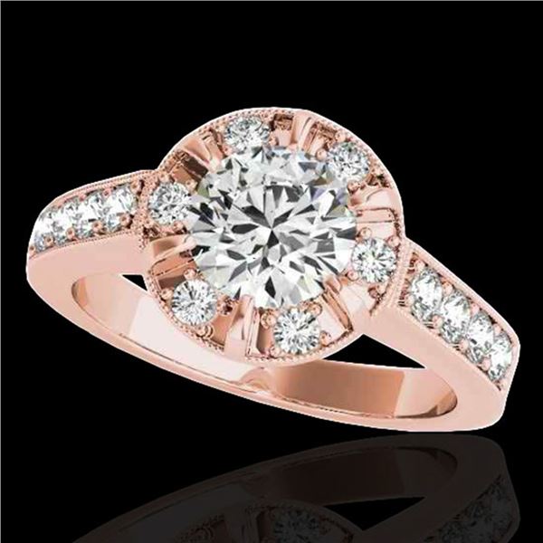 2 ctw Certified Diamond Solitaire Halo Ring 10k Rose Gold - REF-286A4N