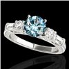 Image 1 : 2.5 ctw SI Certified Fancy Blue Diamond Pave Solitaire Ring 10k White Gold - REF-245H5R