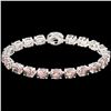 Image 2 : 26 ctw Morganite & VS/SI Diamond Micro Bracelet 14k White Gold - REF-285K3Y
