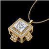 Image 1 : 1.46 ctw Princess VS/SI Diamond Micro Pave Necklace 18k Yellow Gold - REF-418M2G