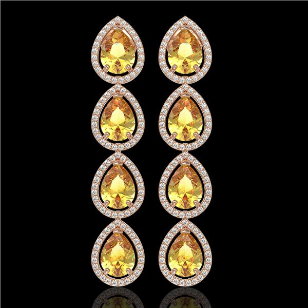9.2 ctw Fancy Citrine & Diamond Micro Pave Halo Earrings 10k Rose Gold - REF-172G8W