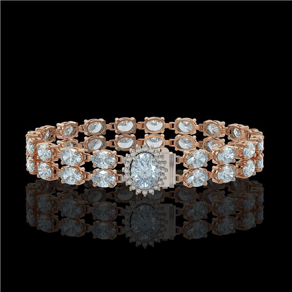 29.32 ctw Sky Topaz & Diamond Bracelet 14K Rose Gold - REF-218W2H