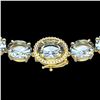 Image 1 : 136 ctw Aquamarine & Diamond Micro Eternity Necklace 14k Yellow Gold - REF-2090W9H