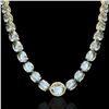 Image 2 : 136 ctw Aquamarine & Diamond Micro Eternity Necklace 14k Yellow Gold - REF-2090W9H