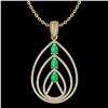 Image 2 : 2 ctw Emerald & Micro Pave VS/SI Diamond Necklace 18k Yellow Gold - REF-163W6H