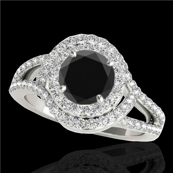 2.15 ctw Certified VS Black Diamond Solitaire Halo Ring 10k White Gold - REF-130Y5X
