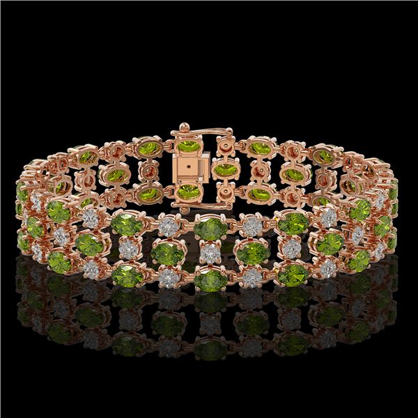 15.64 ctw Tourmaline & Diamond Row Bracelet 10K Rose Gold - REF-245X5A