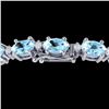Image 1 : 10 ctw Aquamarine & VS/SI Diamond Eternity Bracelet 10k White Gold - REF-107H3R
