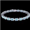 Image 2 : 10 ctw Aquamarine & VS/SI Diamond Eternity Bracelet 10k White Gold - REF-107H3R