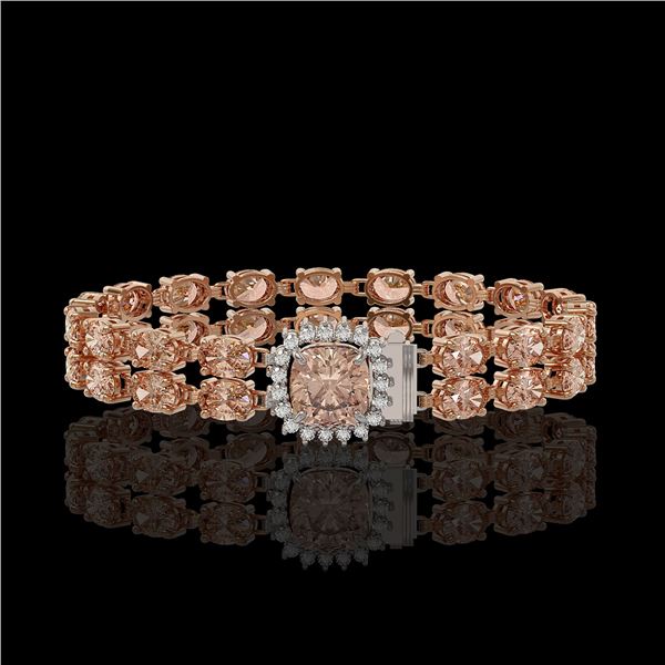 16.93 ctw Morganite & Diamond Bracelet 14K Rose Gold - REF-245A5N