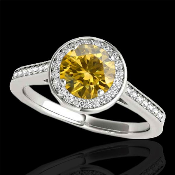 1.33 ctw Certified SI/I Fancy Intense Yellow Diamond Ring 10k White Gold - REF-190H9R