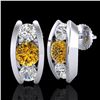 Image 2 : 2.18 ctw Intense Fancy Yellow Diamond Art Deco Earrings 18k White Gold - REF-254K5Y