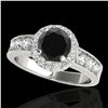 Image 1 : 1.85 ctw Certified VS Black Diamond Solitaire Halo Ring 10k White Gold - REF-74K5Y