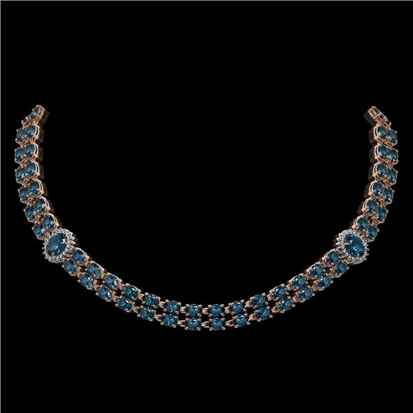 39.28 ctw London Topaz & Diamond Necklace 14K Rose Gold - REF-454K5Y