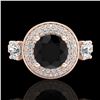 Image 2 : 2.05 ctw Fancy Black Diamond Art Deco 3 Stone Ring 18k Rose Gold - REF-180H2R